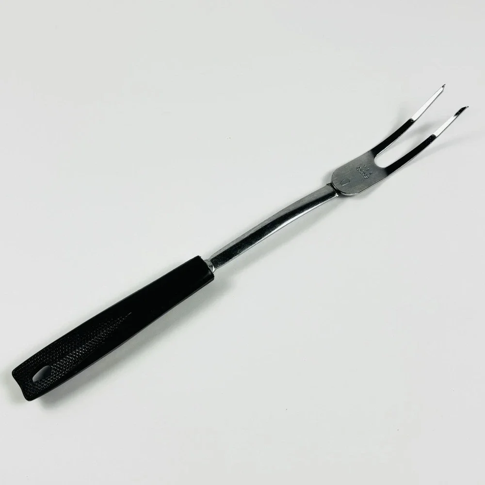 Ekco Stainless Meat‎ Carving Serving Fork Black Plastic Handle USA - 11 3/8